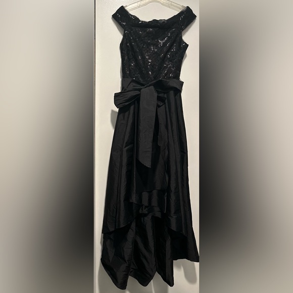 Adrianna Papell Sequin off Shoulder High Low Gown - Picture 2 of 7